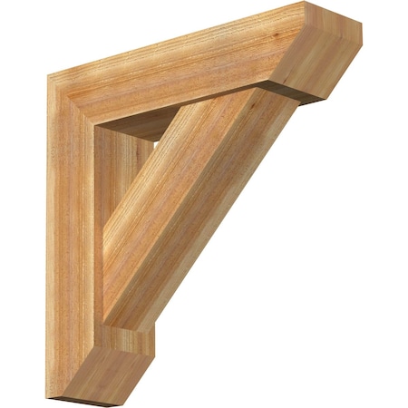 Ekena Millwork Traditional Slat Rough Sawn Bracket w/ Offset Brace, Western Red Cedar, 8"W x 30"D x 30"H BKT0806X30X30TRA06RWR